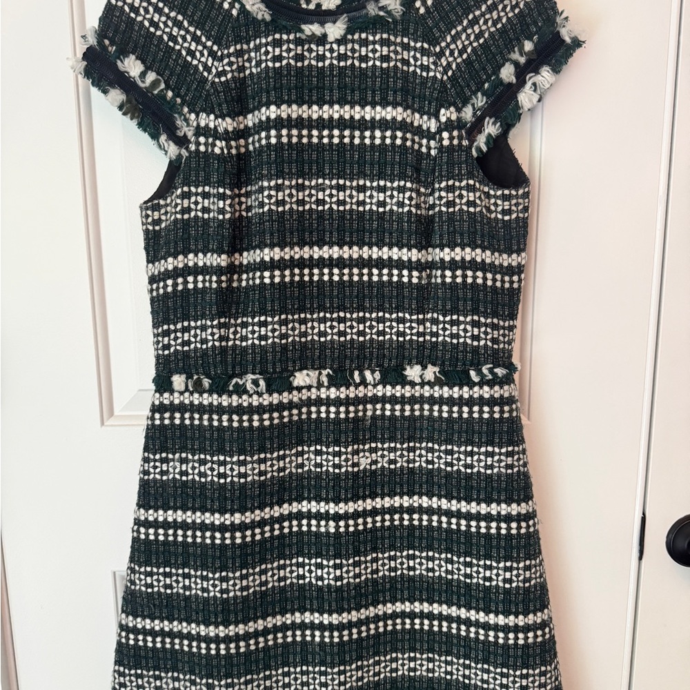 Tory Burch Black and Green Tweed Dress
